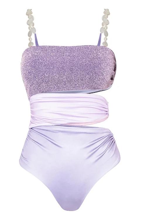 Off-Shoulder Cut-Out Two Piece Swimsuit Set