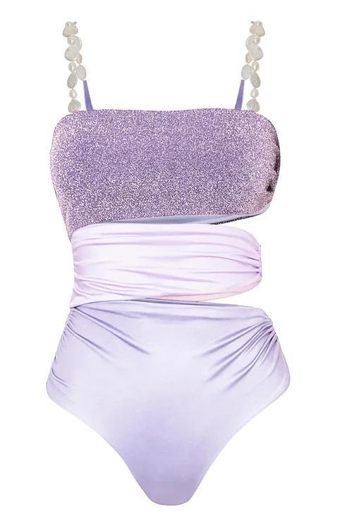 Off-Shoulder Cut-Out Two Piece Swimsuit Set