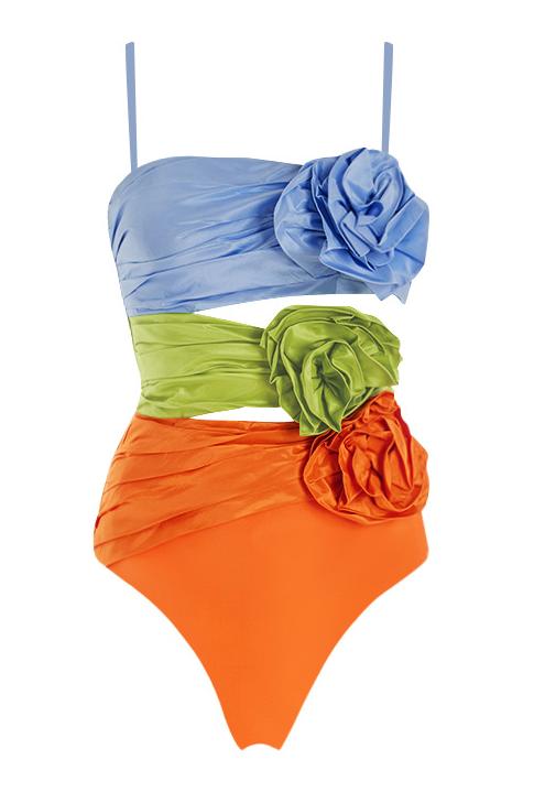 Contrast Color One Piece Swimsuit
