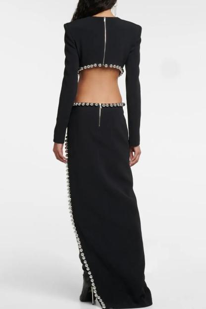 Bandage Metal Balls Cut-Out Maxi Dress