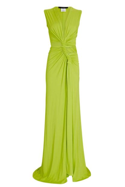 Solid V-Neck Cut-Out Split Maxi Dress
