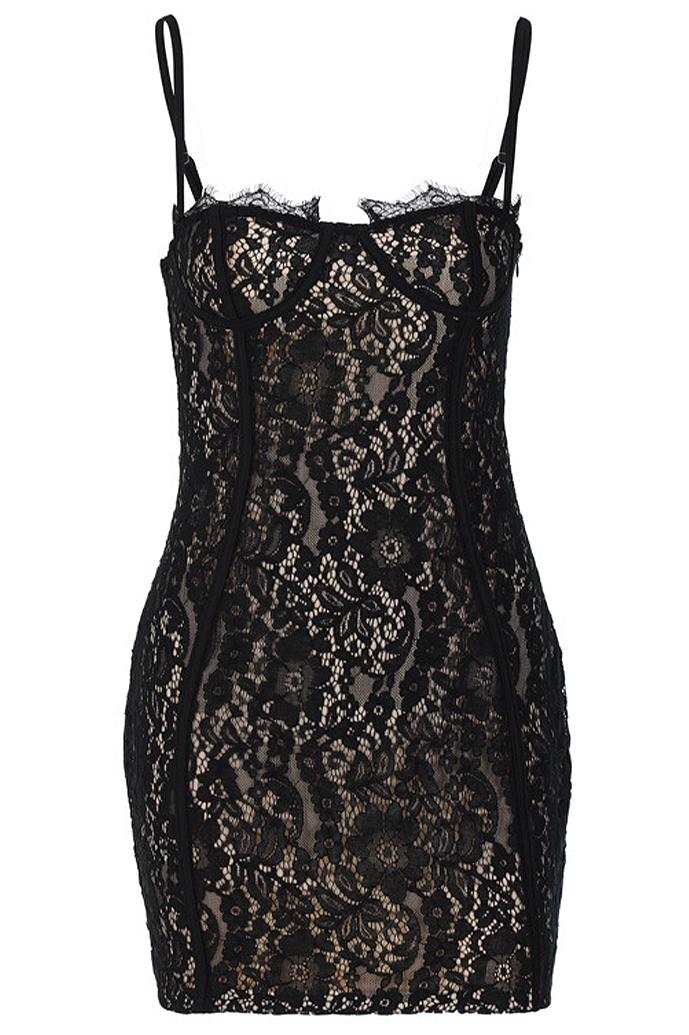 Lace Sweetheart Neck Slip Mini Dress