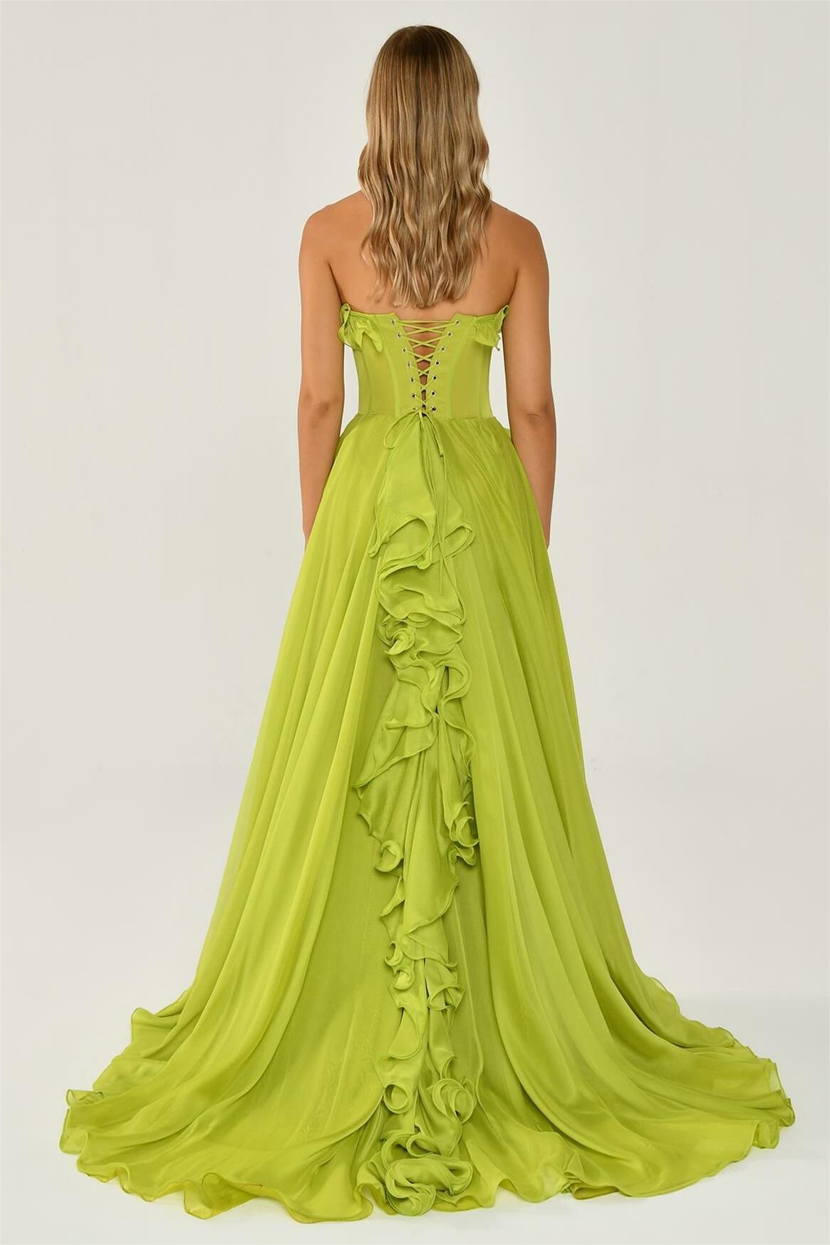 Solid Frill Sweetheart Neck Sleeveless Maxi Dress