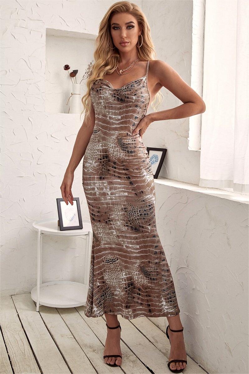 Animal Print Slip Midi Dress