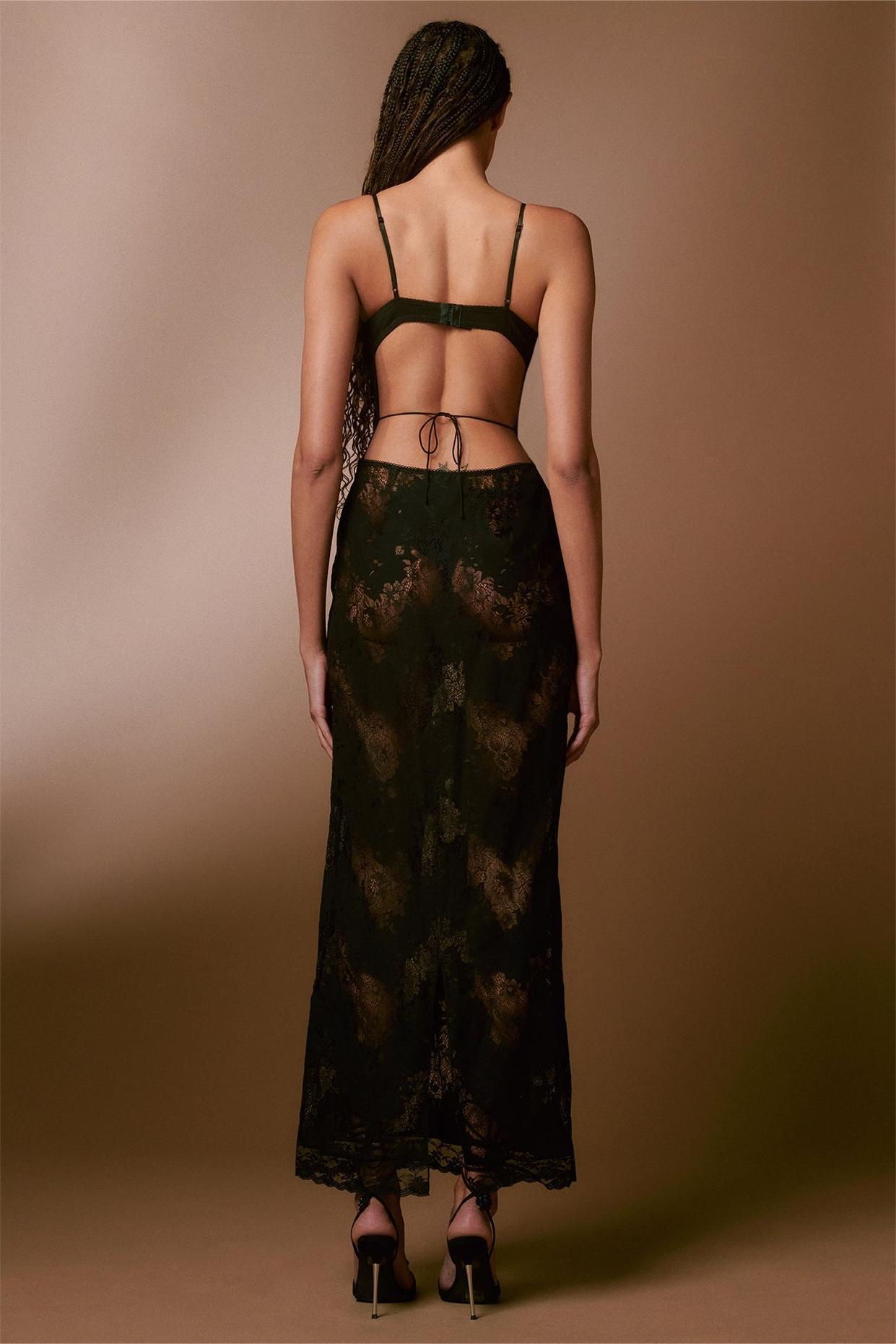 Lace Cut-Out Backless Maxi Dress