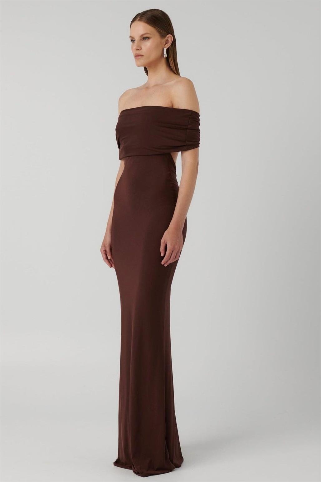 Solid Off-Shoulder Knotted Maxi Dress