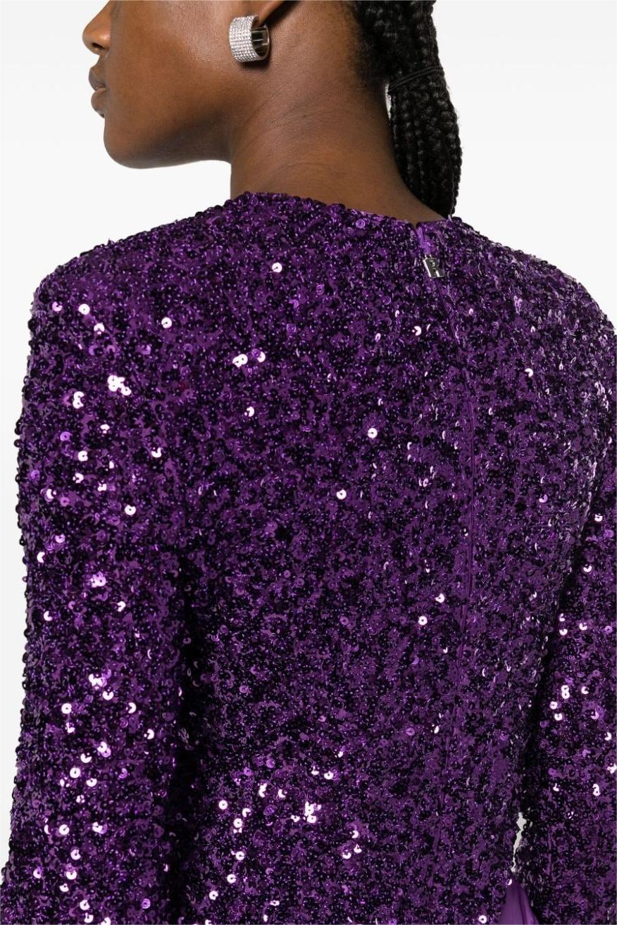Sequin Long Sleeve Bow Midi Dress