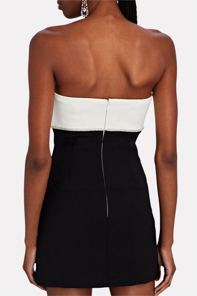Contrast Color Bow Strapless Mini Dress