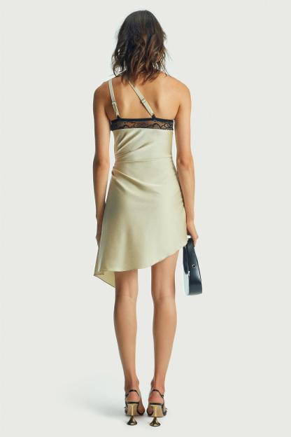 Lace Splicing One-Shoulder Mini Dress