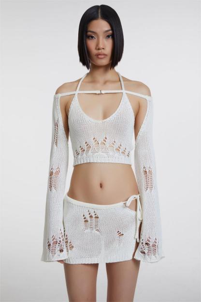 Knit Solid Cut-Out Three Piece Set