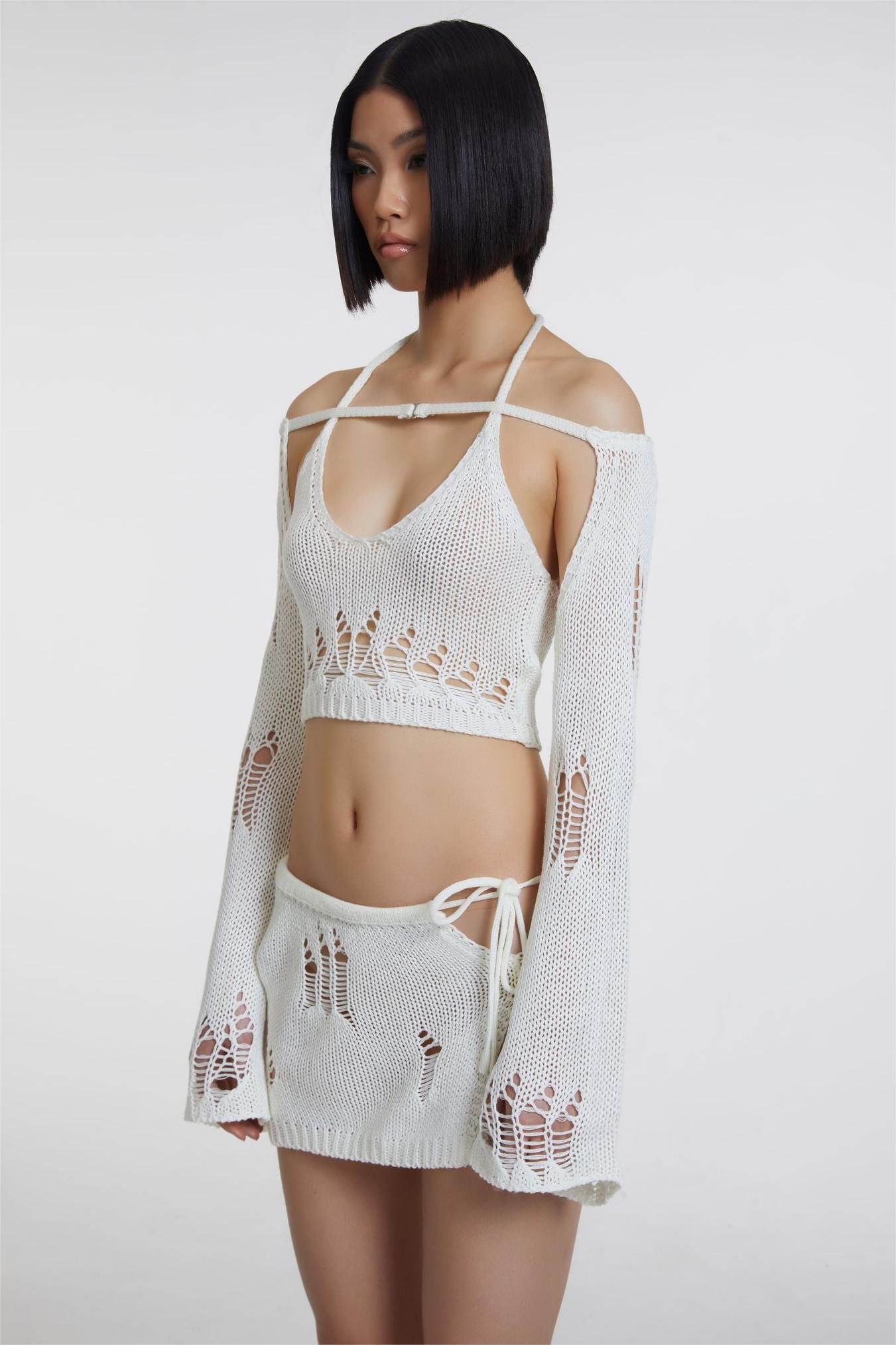 Knit Solid Cut-Out Three Piece Set