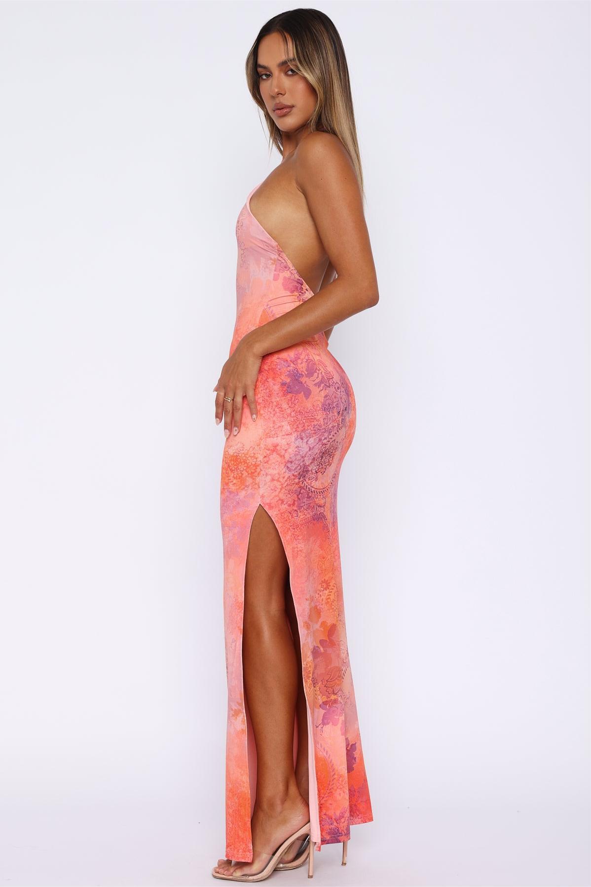 Floral Halter Neck Sleeveless Midi Dress