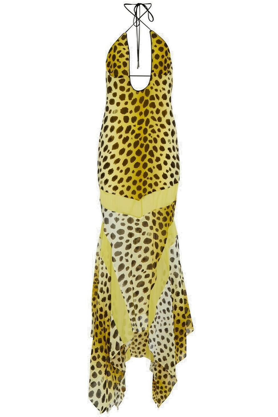 Leopard Print Halter Neck Maxi Dress