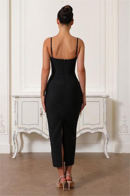 Bandage Rhinestone Slip Midi Dress