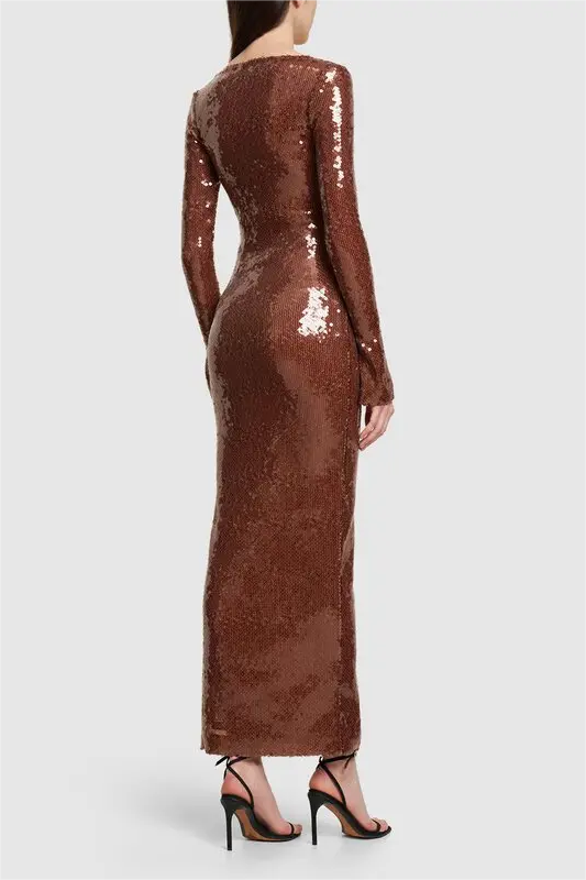 Sequin Long Sleeve Maxi Dress