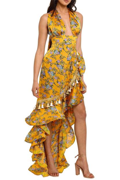 Floral Ruffle Halter Neck Midi Dress