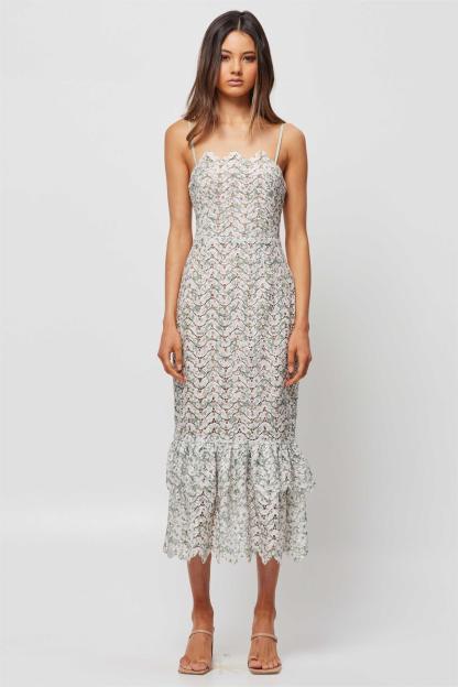 Floral Ruffle Hem Slip Midi Dress