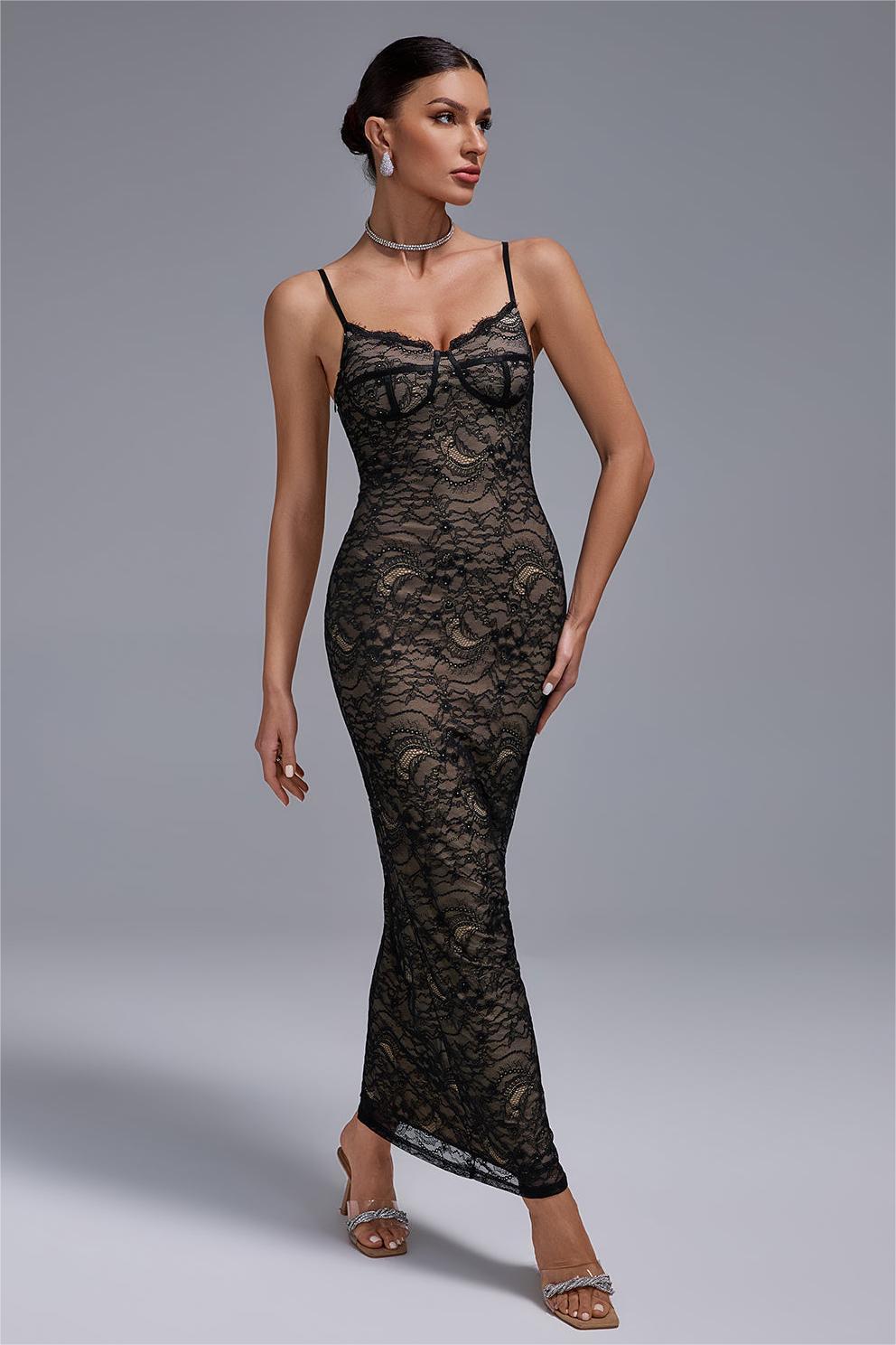 Lace Sweetheart Neck Slip Maxi Dress