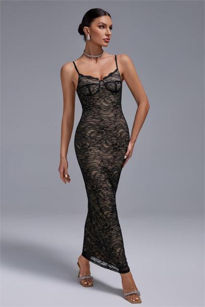 Lace Sweetheart Neck Slip Maxi Dress