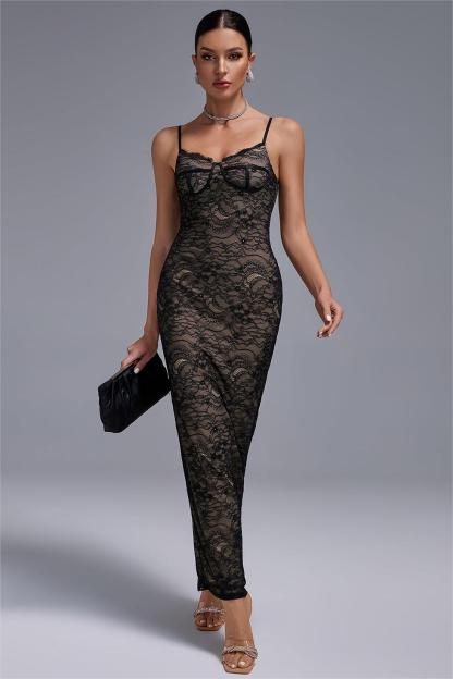 Lace Sweetheart Neck Slip Maxi Dress