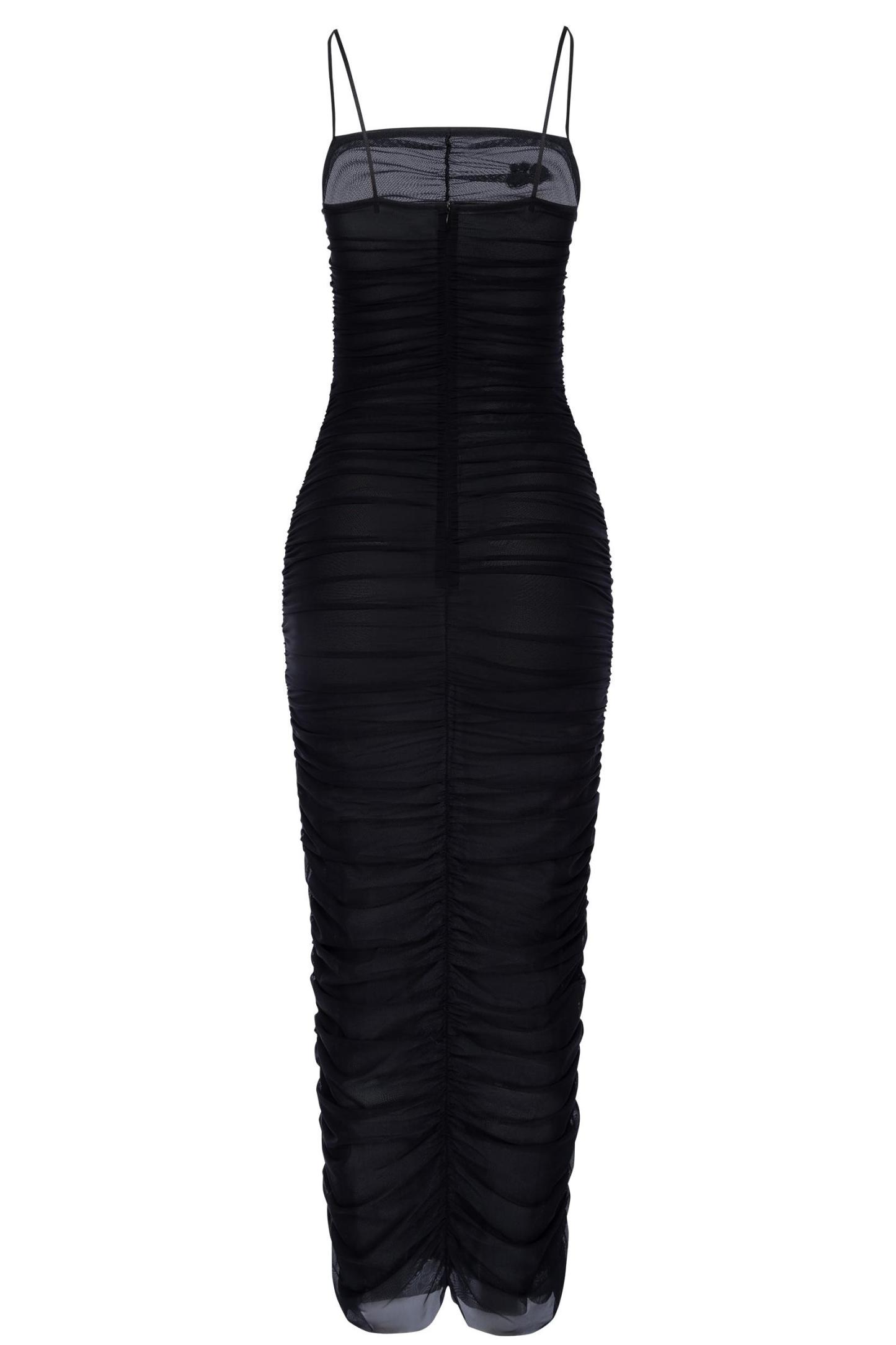 Rivet Gather Slip Midi Dress