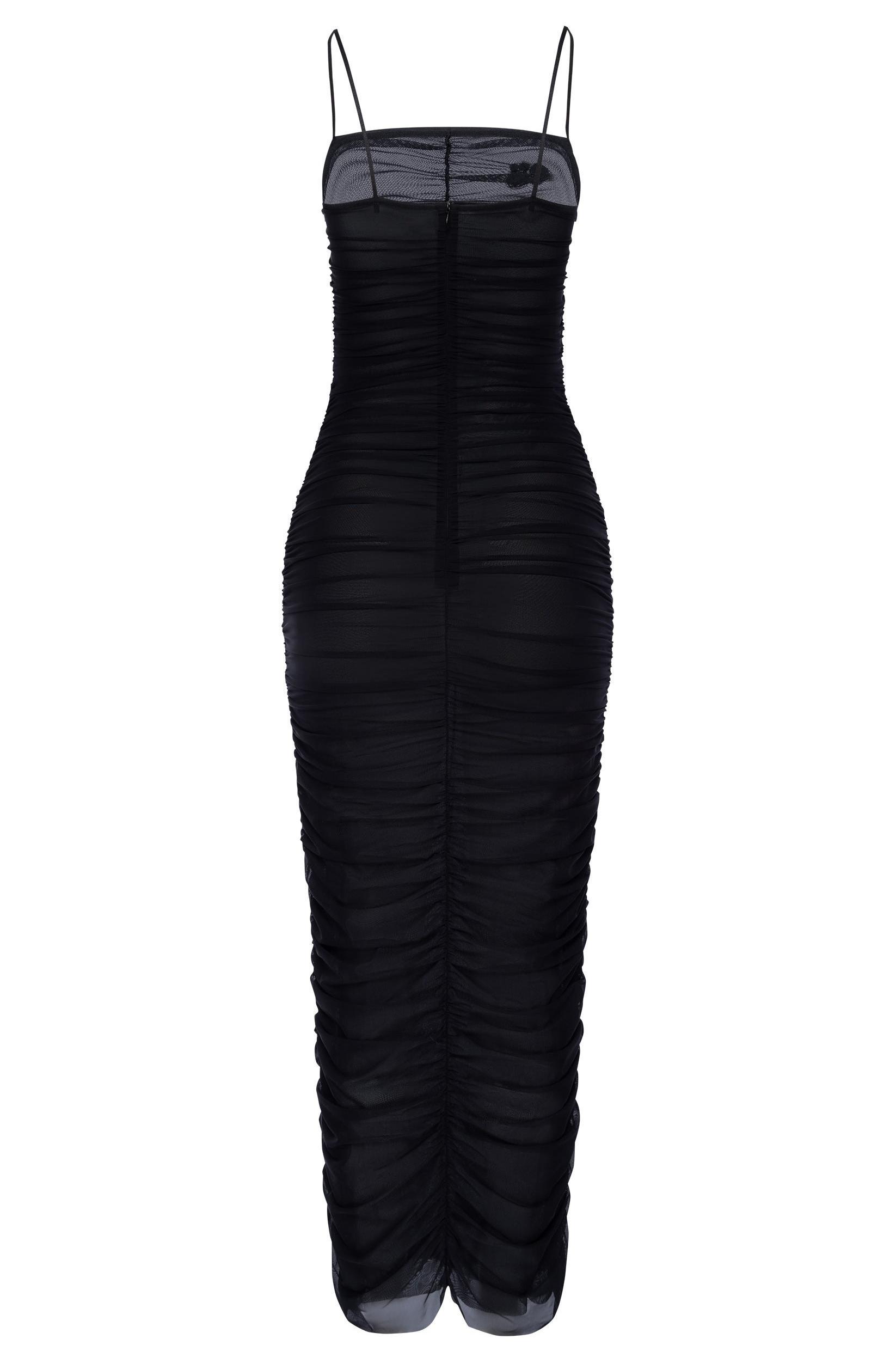 Rivet Gather Slip Midi Dress