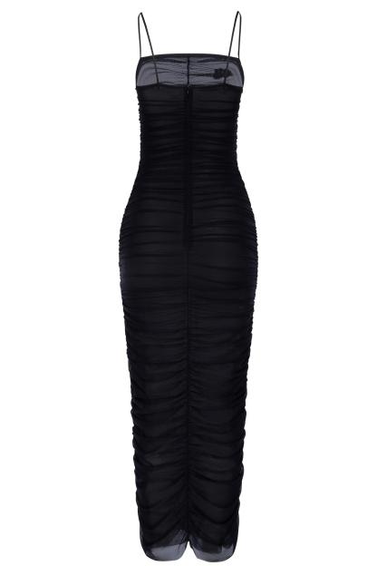 Rivet Gather Slip Midi Dress