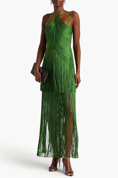 Tassel Solid Sleeveless Midi Dress