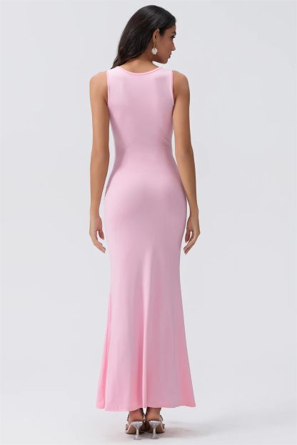 Solid Knotted Sleeveless Lace Up Midi Dress