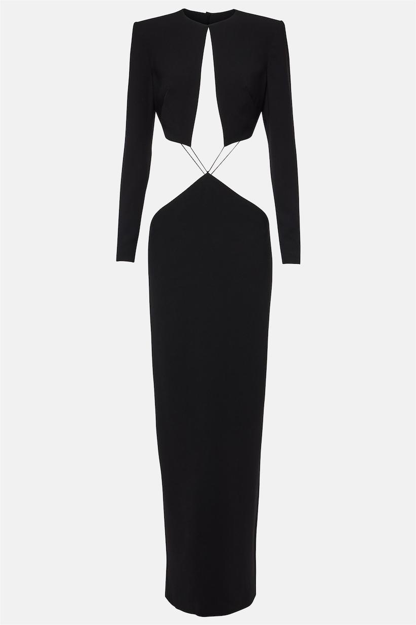 Solid Long Sleeve Cut-Out Maxi Dress