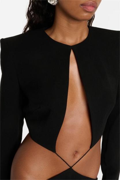 Solid Long Sleeve Cut-Out Maxi Dress