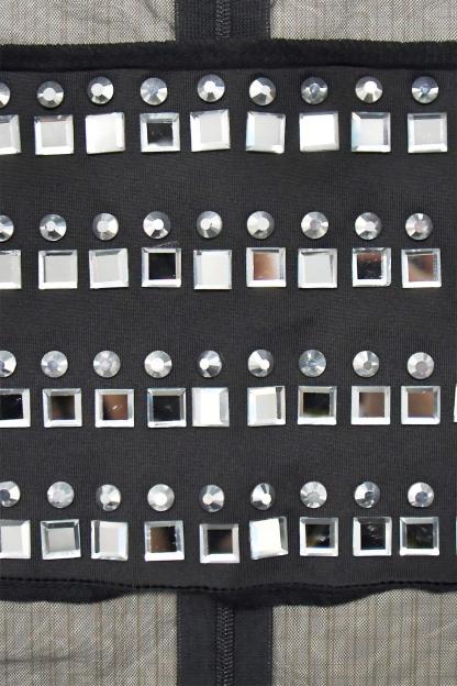 See Through Long Sleeve Rhinestone Maxi Dress