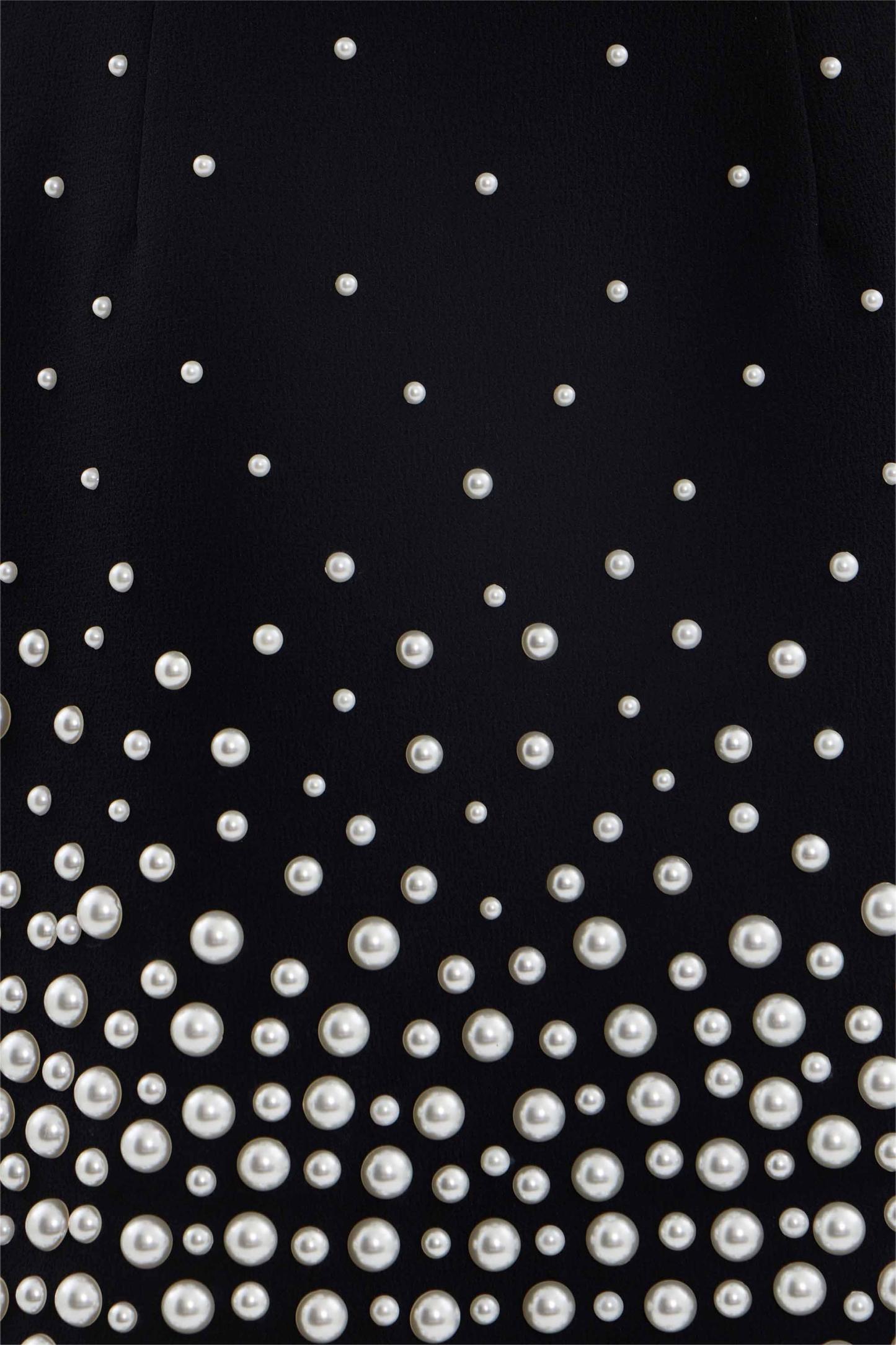 Off-Shoulder Feather Faux Pearl Bandage Mini Dress