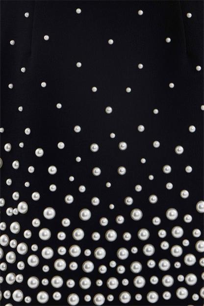 Off-Shoulder Feather Faux Pearl Bandage Mini Dress