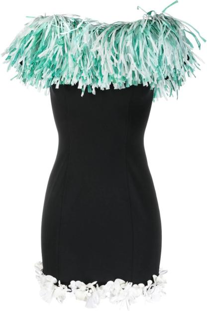 3D Flower Off-Shoulder Tassel Bandage Mini Dress