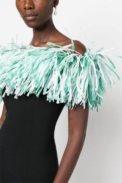 3D Flower Off-Shoulder Tassel Bandage Mini Dress