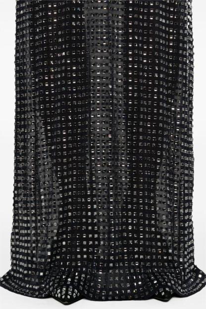 Rhinestone High Neck Sleeveless Midi Dress