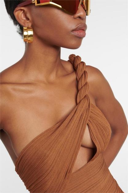 One-Shoulder Cut-Out Top & High Waist Maxi Skirt Set