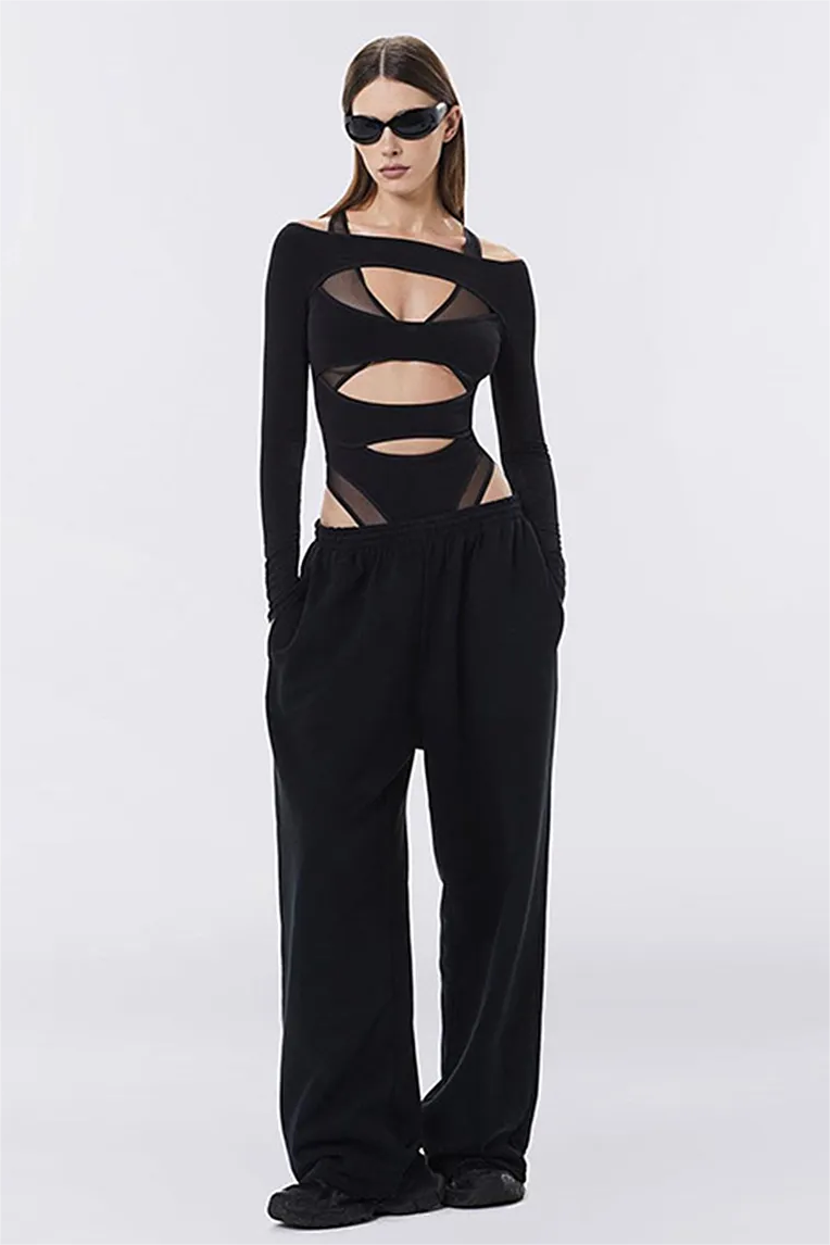 Solid Cut-Out Long Sleeve Bodysuit