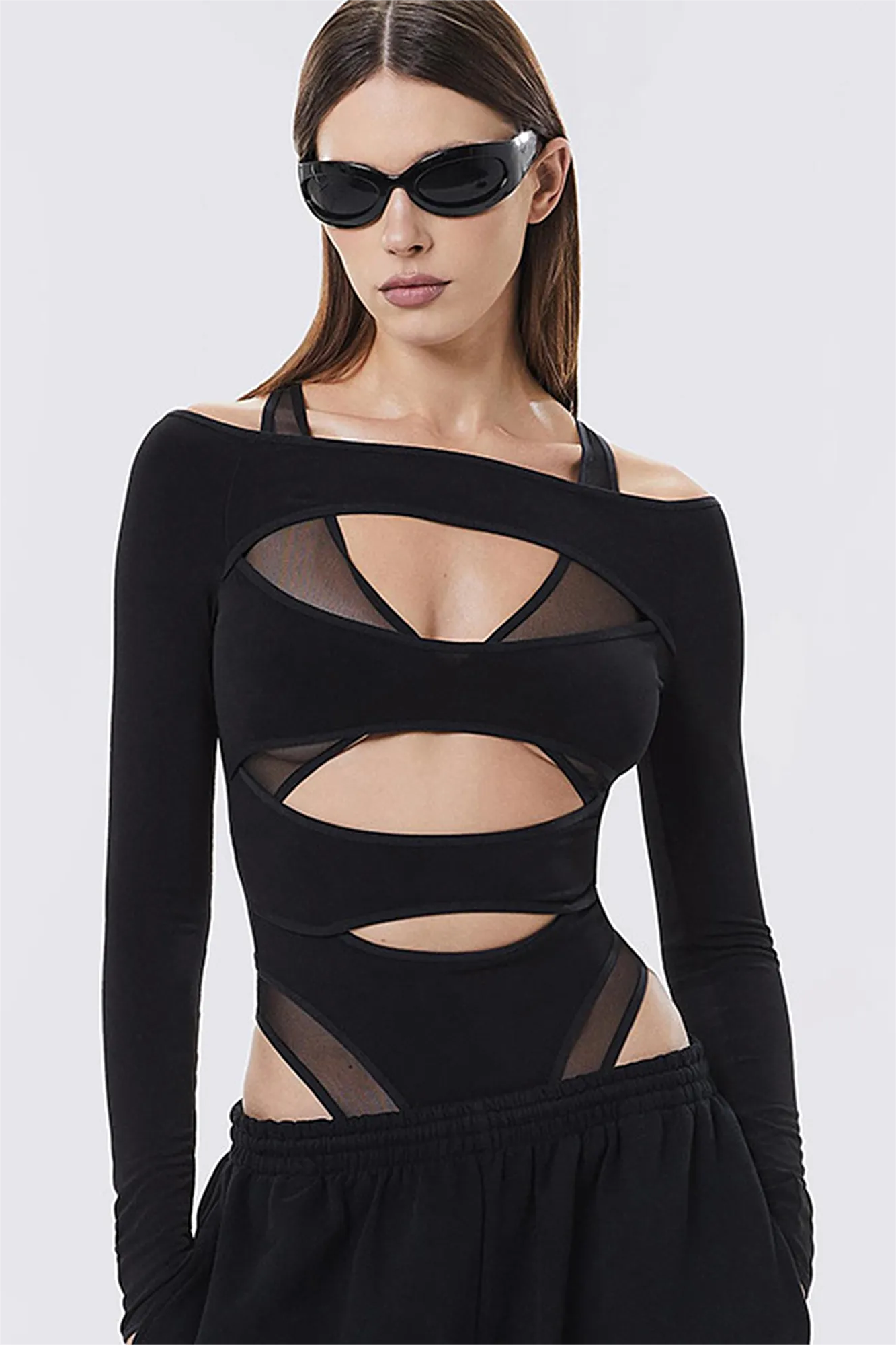 Solid Cut-Out Long Sleeve Bodysuit