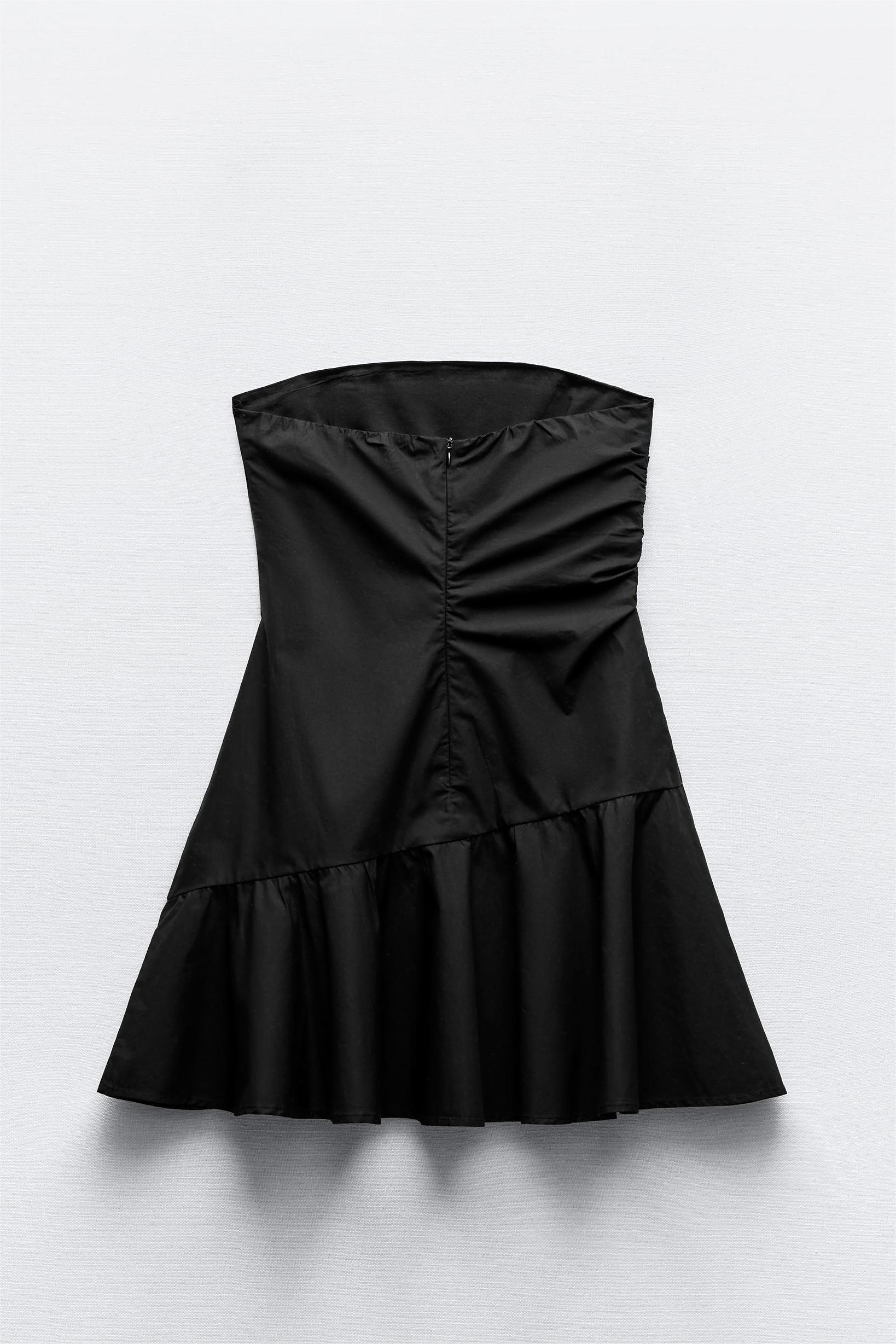 3D Flower Solid Strapless Mini Dress