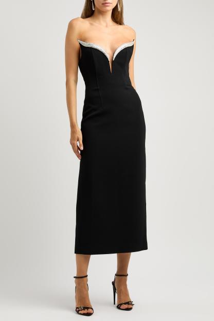 Rhinestone Bandage Strapless Midi Dress