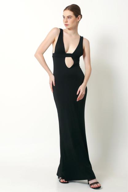 Solid Cut-Out Sleeveless Maxi Dress