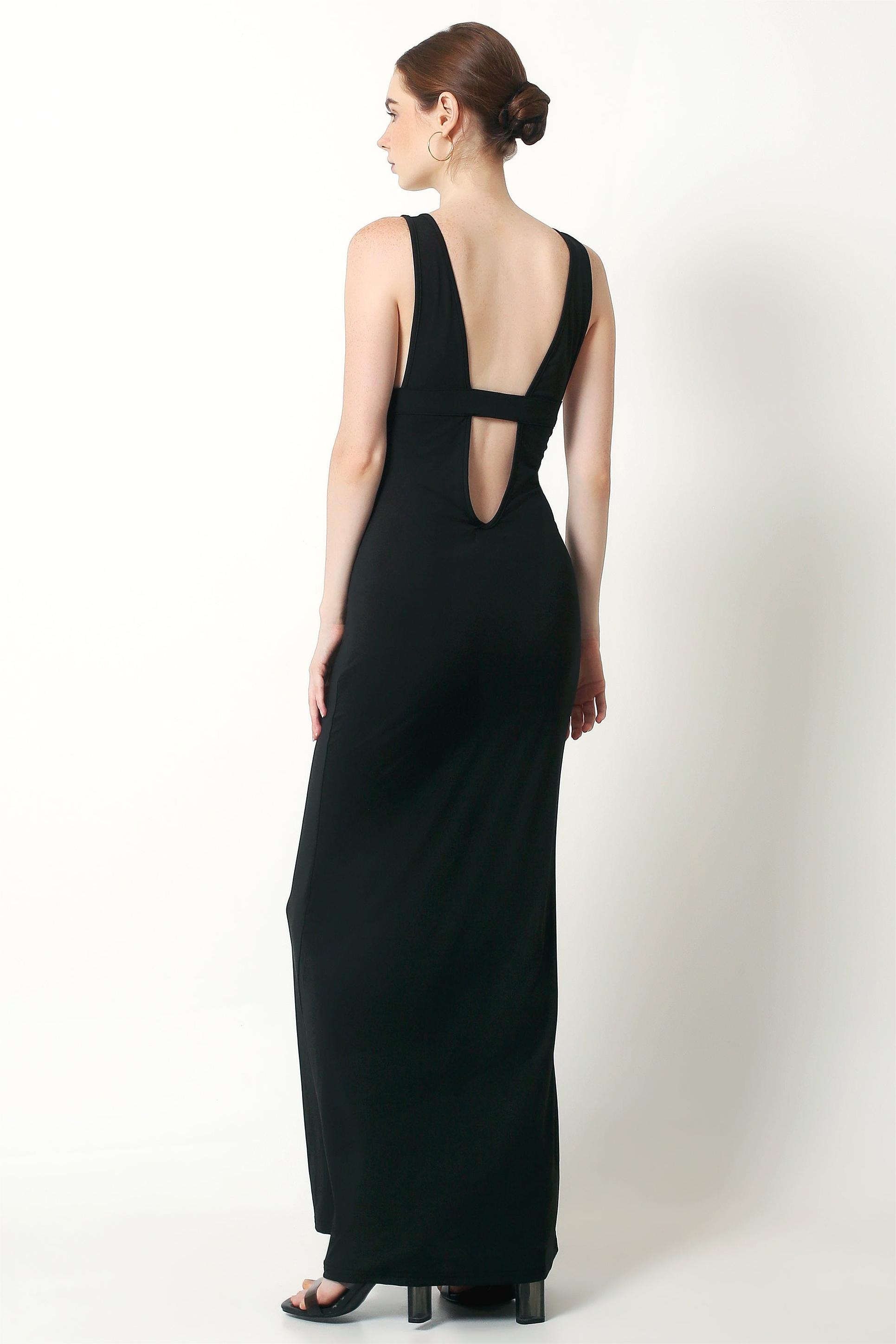 Solid Cut-Out Sleeveless Maxi Dress