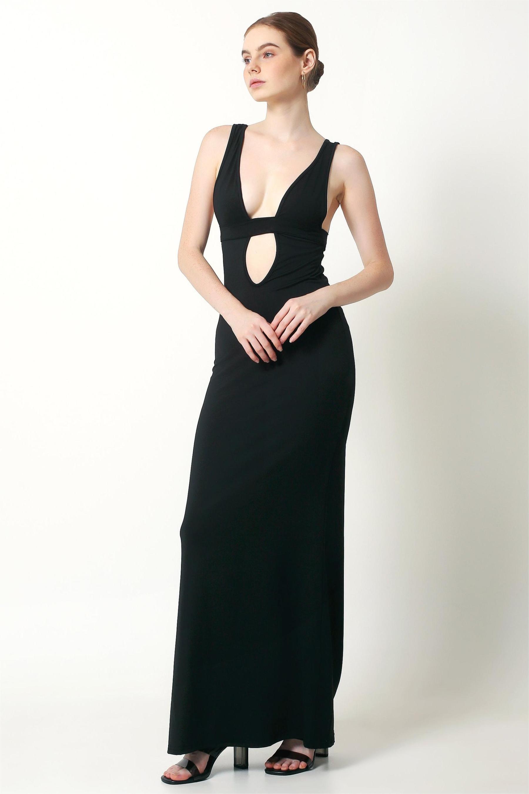 Solid Cut-Out Sleeveless Maxi Dress