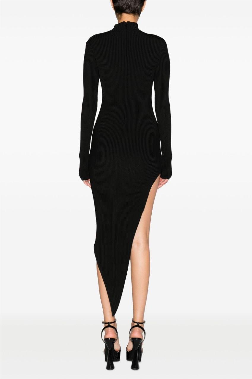 Knit Cut-Out Rhinestone Long Sleeve Midi Dress