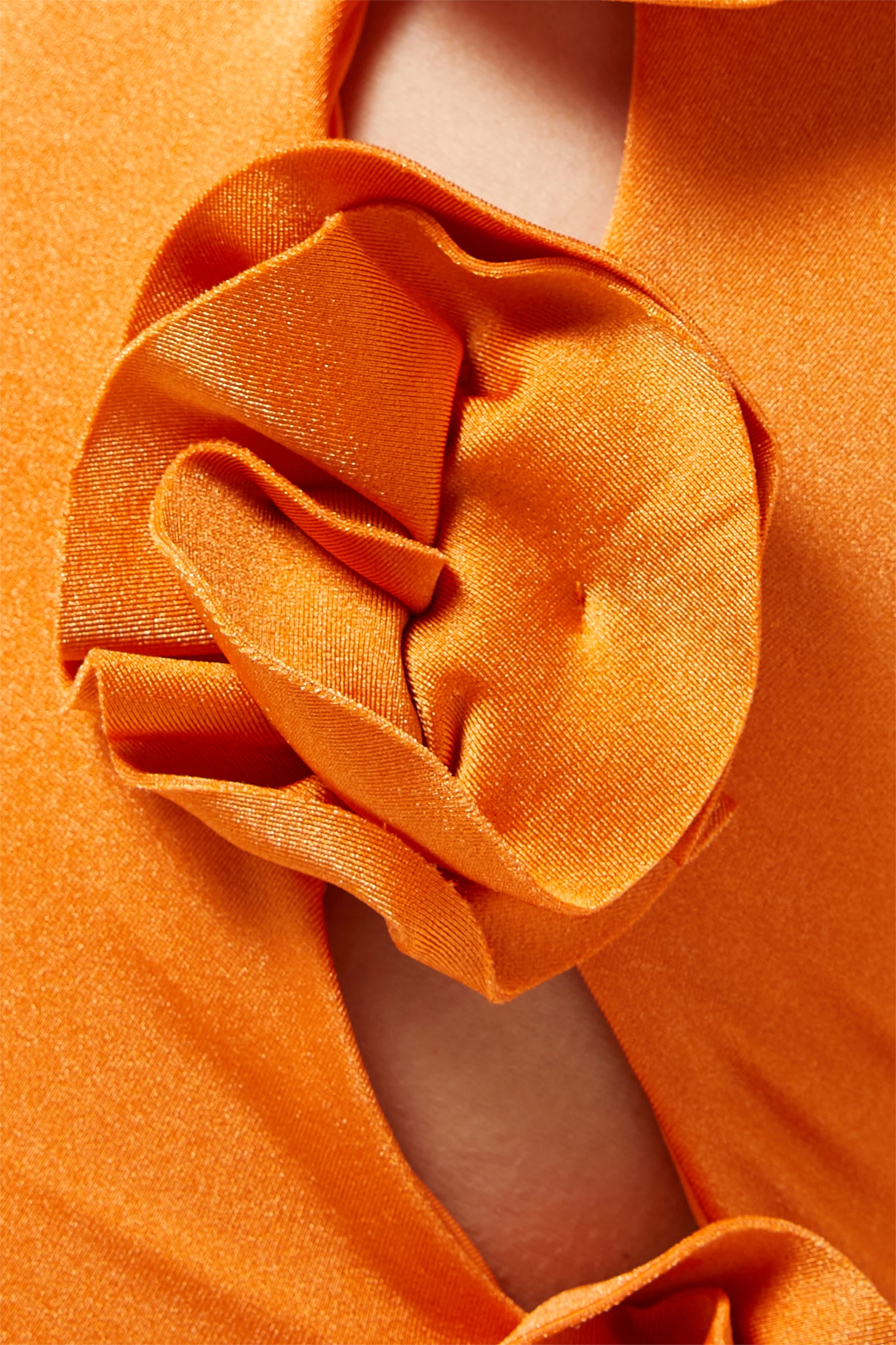 3D Flower Satin Cut-Out Midi Dress