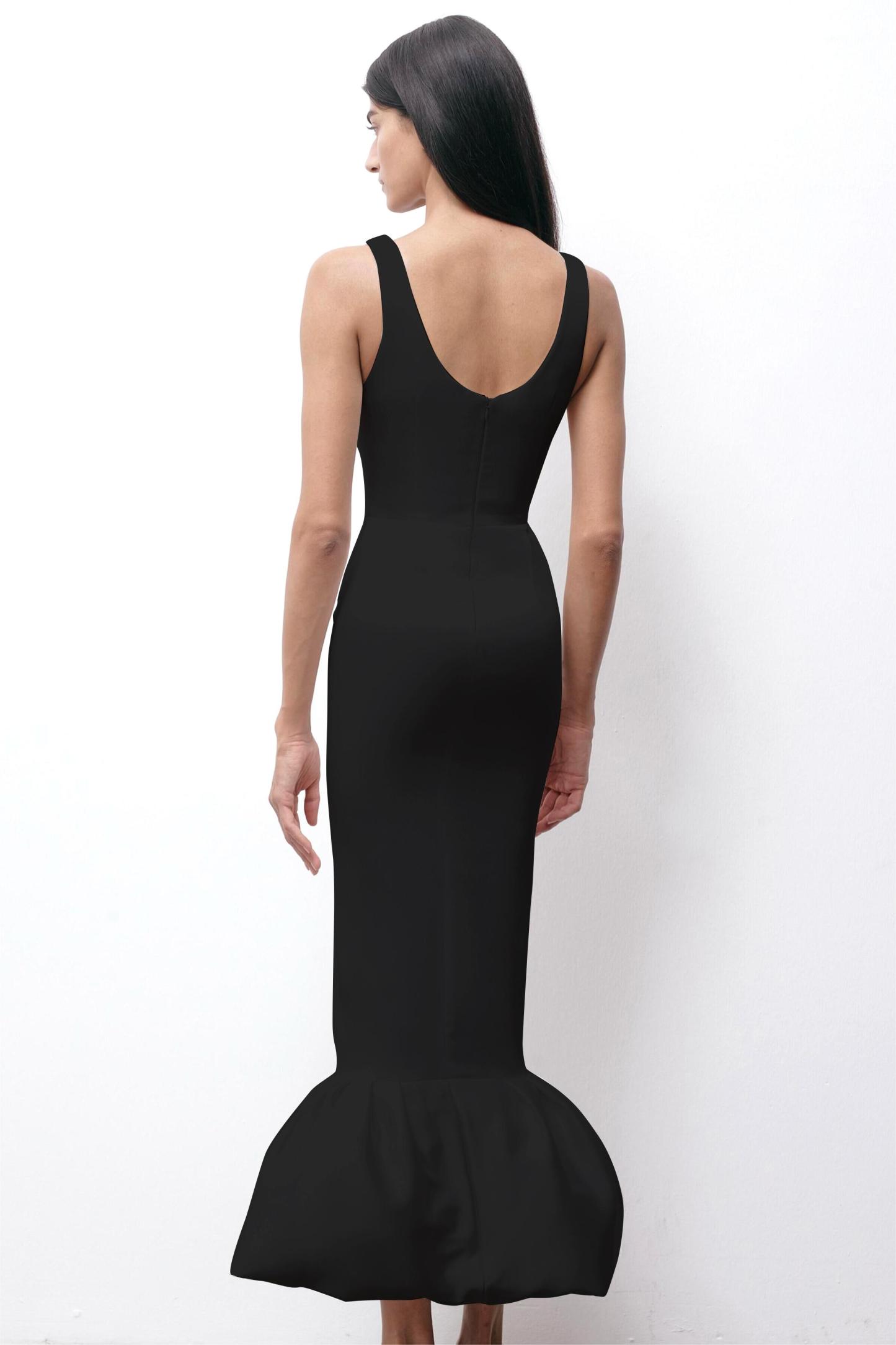 3D Flower Bandage Faux Pearl Rivet Midi Dress