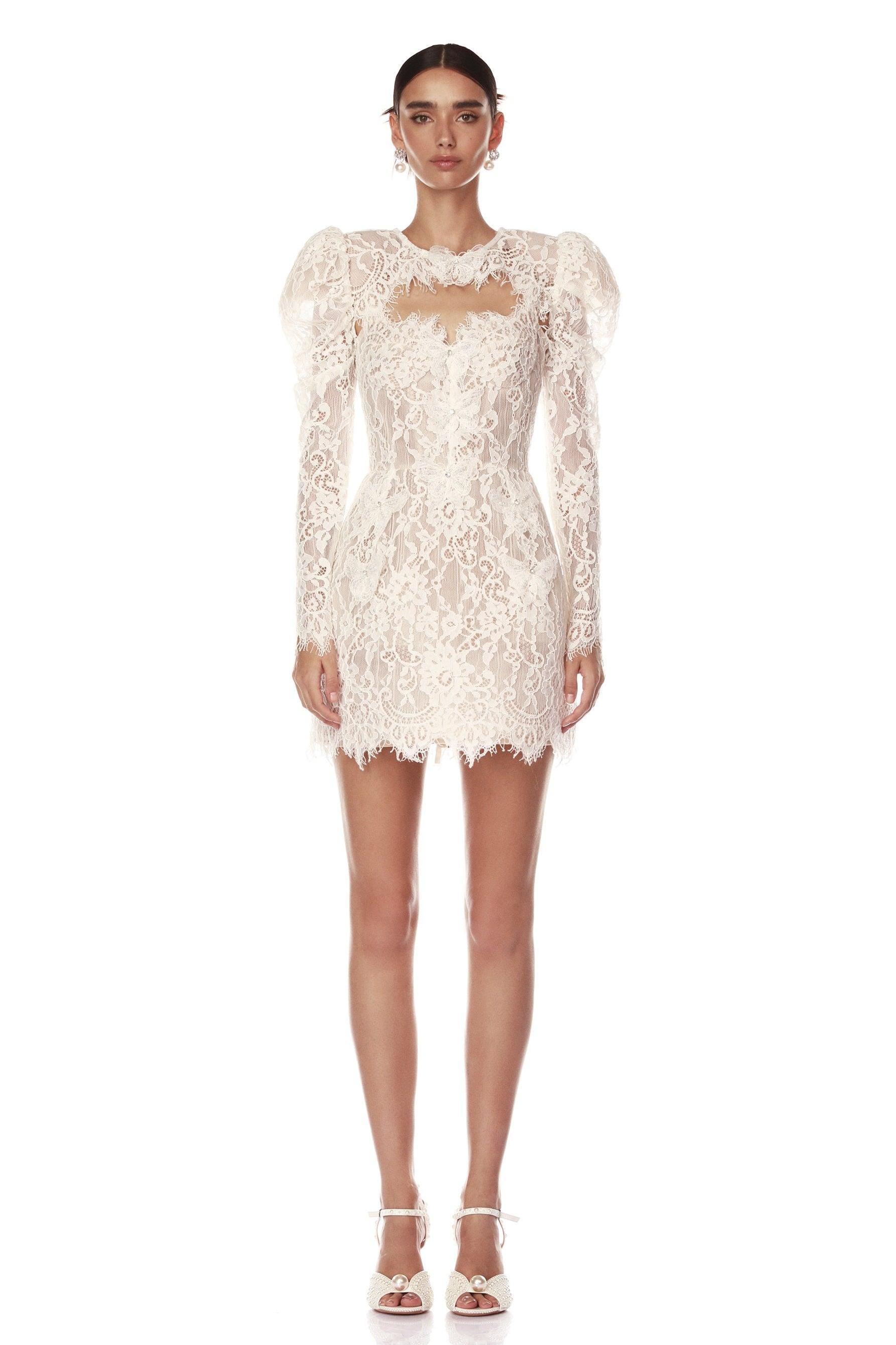 Lace Bow Rivet Mini Dress