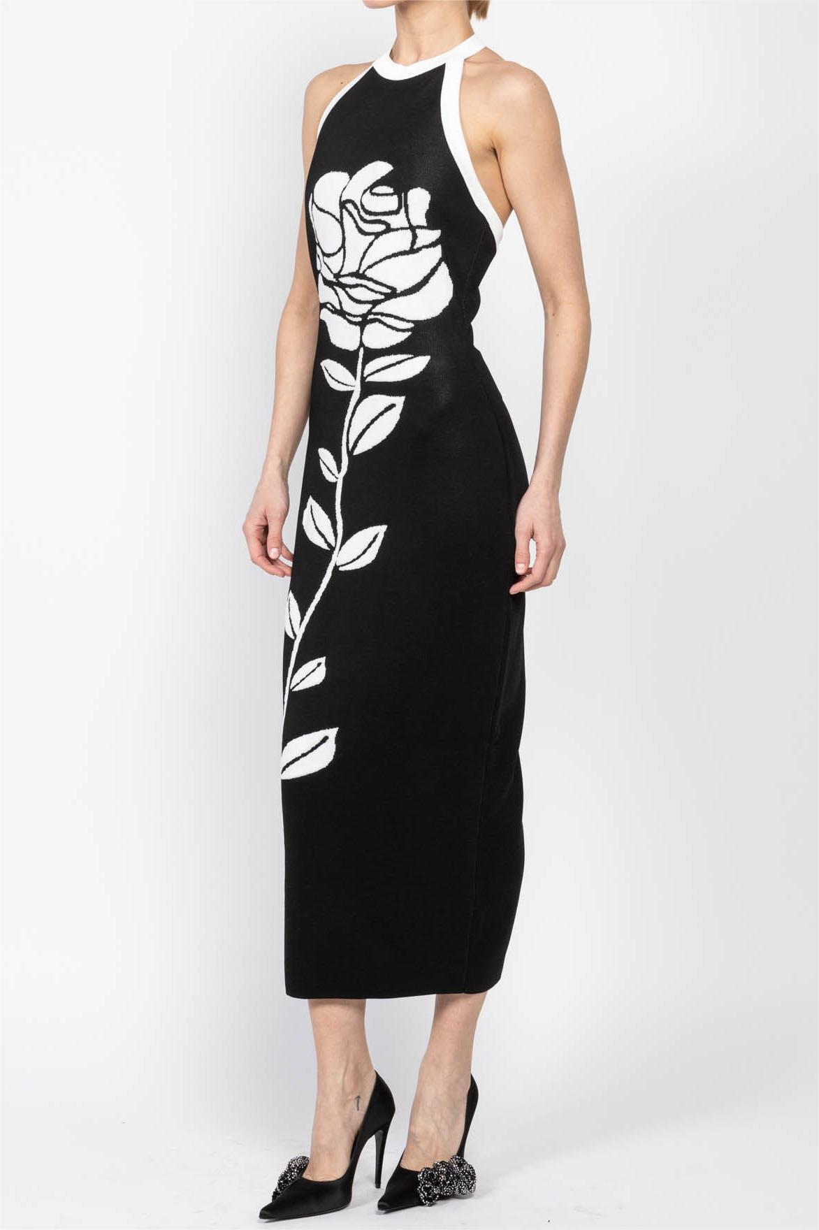 Floral Contrast Color Sleeveless Midi Dress